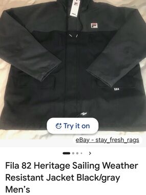 Fila Two-Tone Hooded fishing jacket Black & Gray. Great for outdoor activities.
